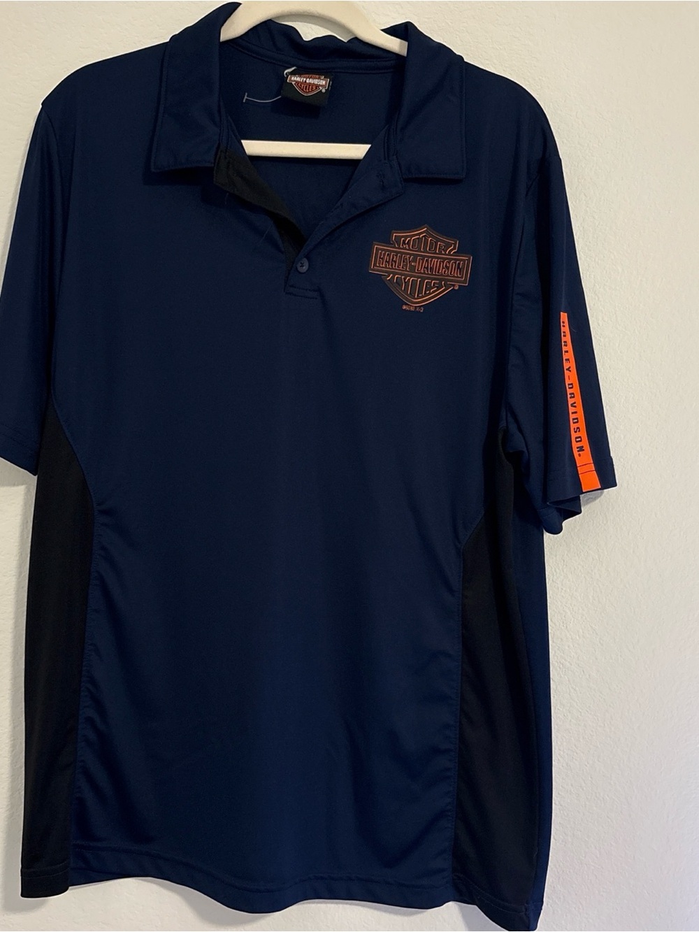 Harley-Davidson Navy Polo with Orange Accents
